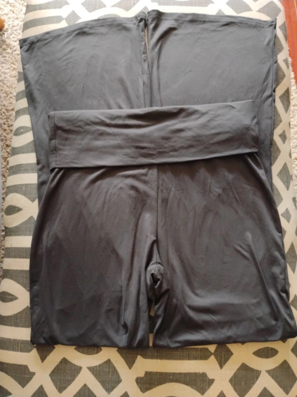 Black Fold-Over Waist Yoga Pants 1XL